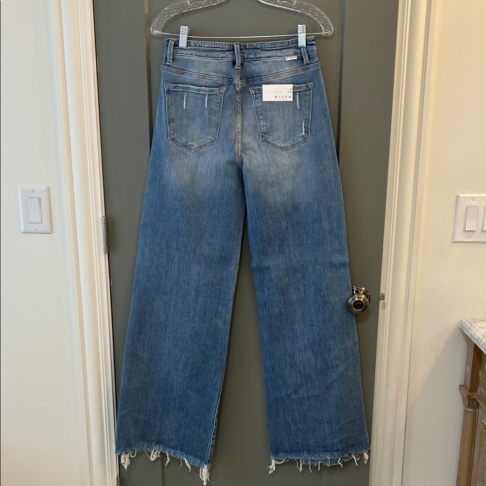 Risen Women's High Rise Blue Distressed Jeans - Picture 7 of 7